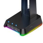Cargar imagen en el visor de la galería, Soporte gamer para audífonos Gadgets&amp;Fun RGB entrada 3.5 y 7.1
